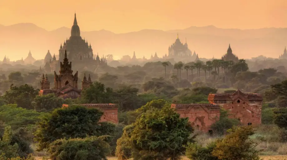 Bagan is a city with the highest concentration of Buddhist temples and stupas in the world. It is a UNESCO World Heritage site. 