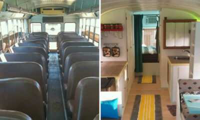 school bus living room