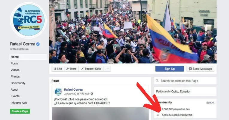 Facebook Removes Rafael Correa Page