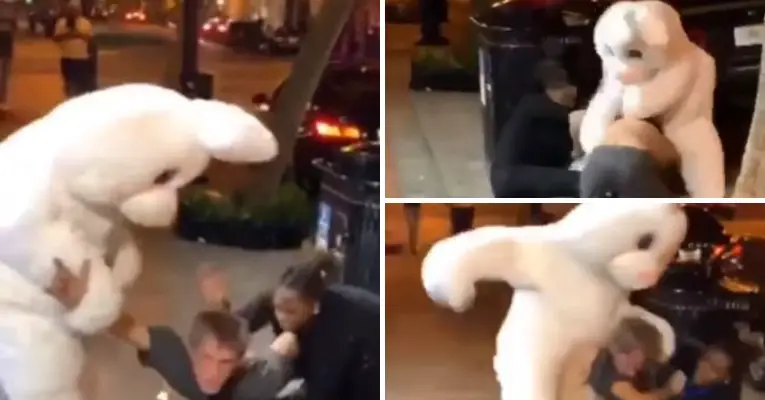 Man Gets beat Down From Easter Bunny