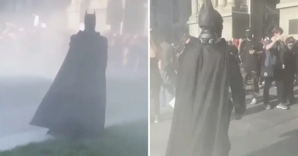 ‘Batman’ Receives Cheers and Applause as He Steps out of Smoke Cloud ...