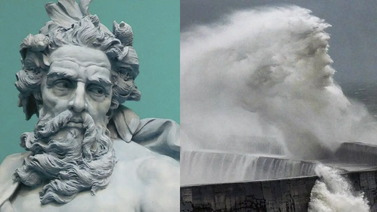 Neptune, the Roman God of Water, ‘Emerges’ From Waves in Photo During UK Storm