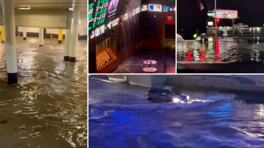 Flooding Hits Las Vegas Iconic Strip, Casinos, Parking Garage Under